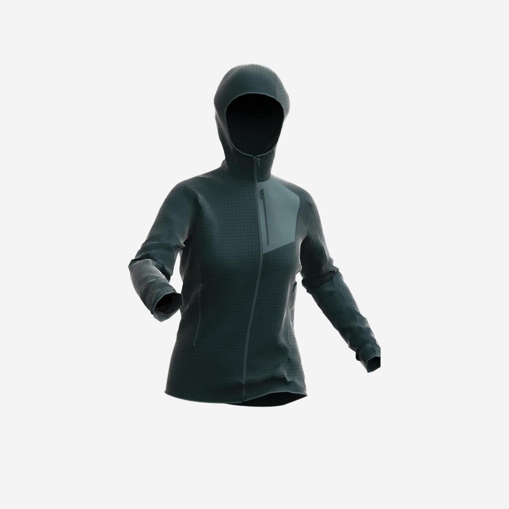 Women’s mountain hiking fleece jacket, MH500 Full Zip - Green
