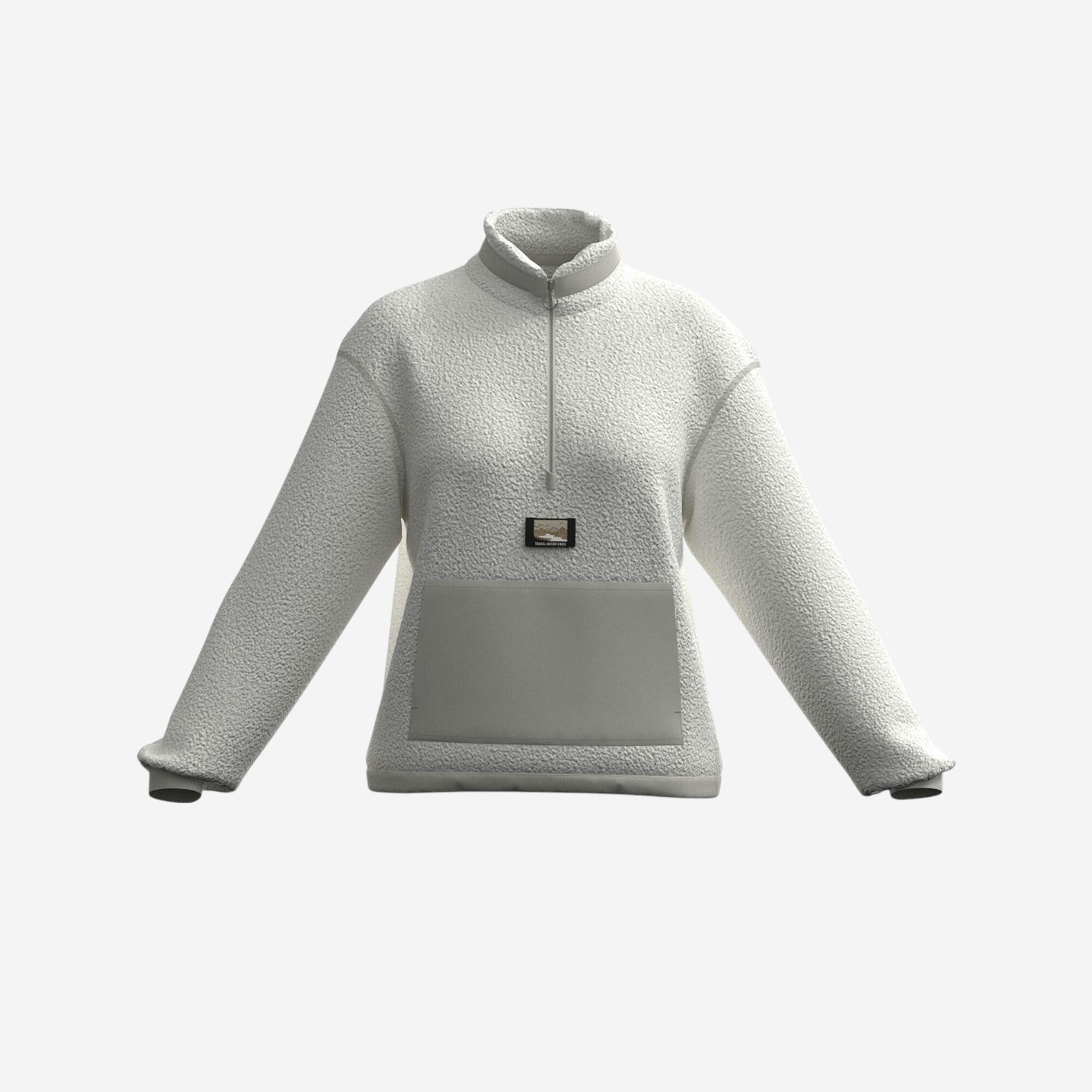 QUECHUA Dámska turistická mikina MH100 sherpa 1/2 zips béžová XS