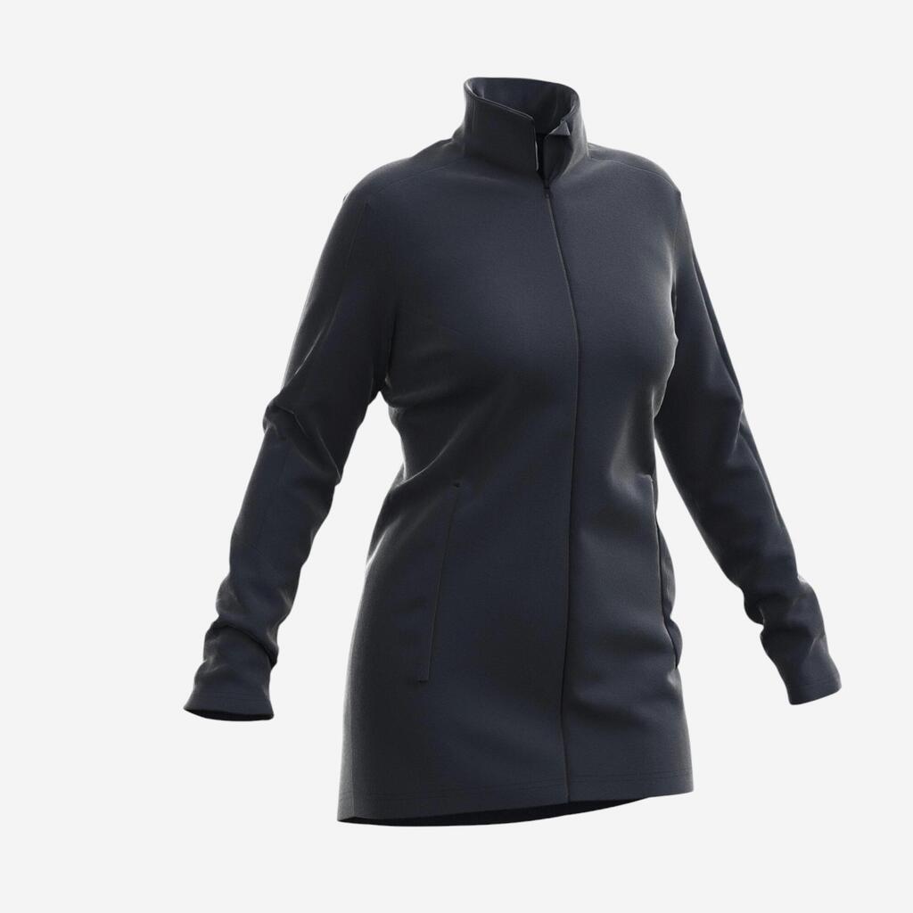 Moteriškas ilgas žygių fliso džemperis „MH500 Full Length Zip“, juodas
