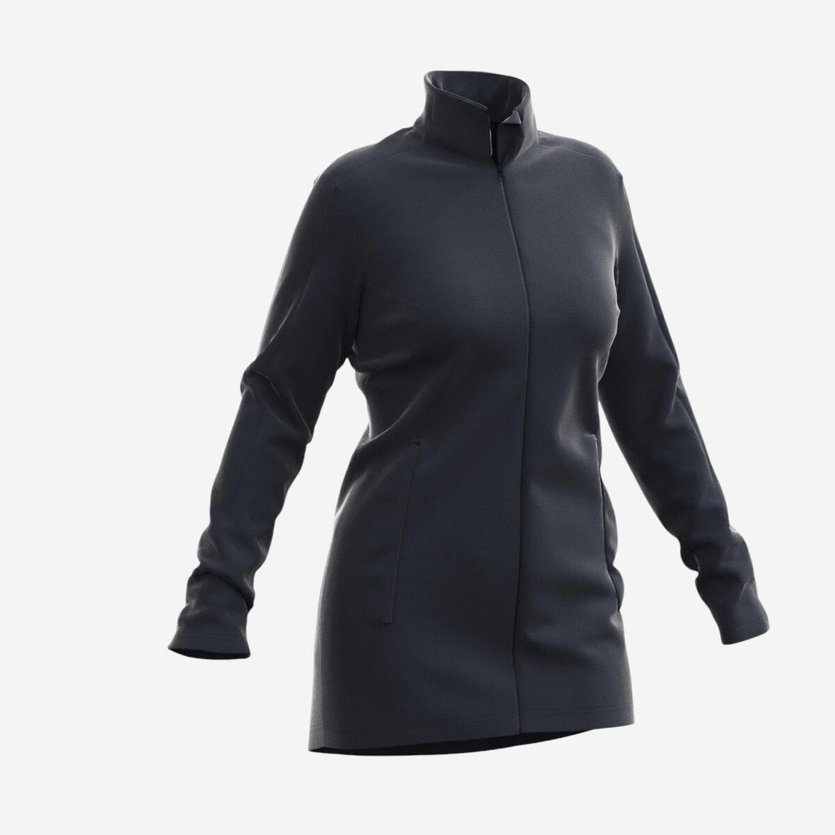 Polaire de randonnée montagne longue femme, MH500 full zip noir