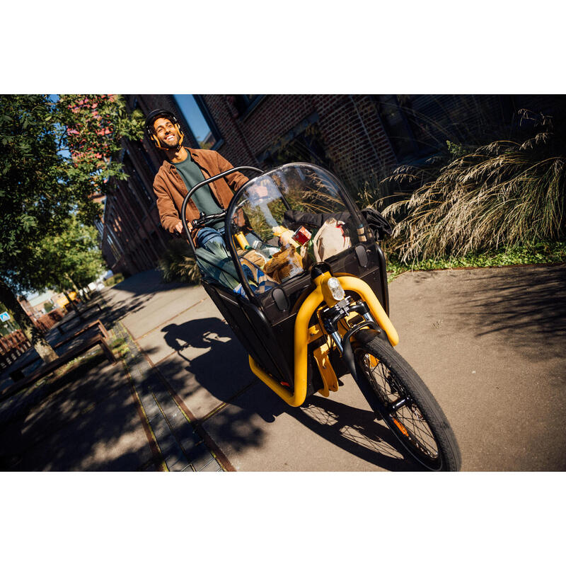BICICLETA ELÉTRICA DE CARGA COM CAPOTA FAMÍLIA F900E CINZENTO TOUPEIRA