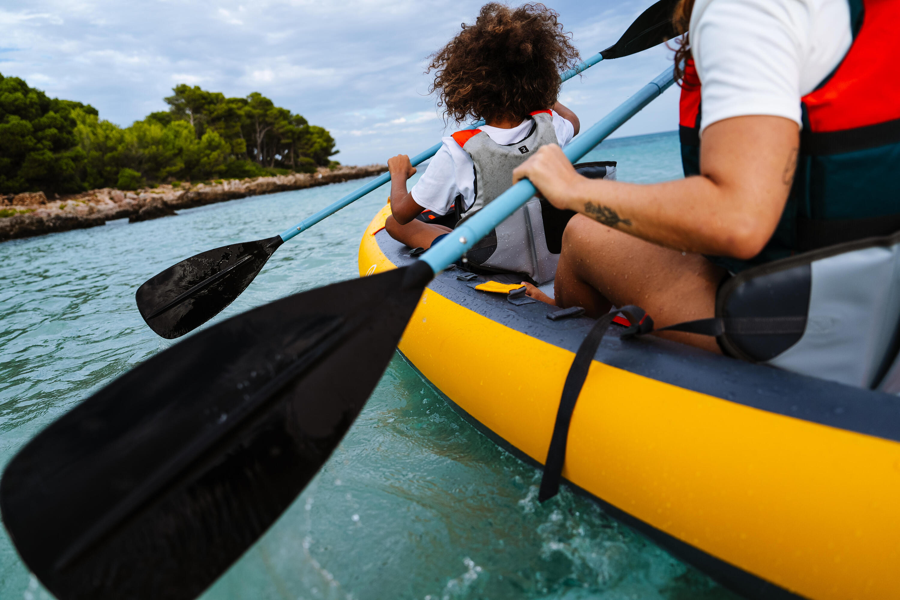 Pagaie de kayak en 4 parties 215 cm, 100 17/18