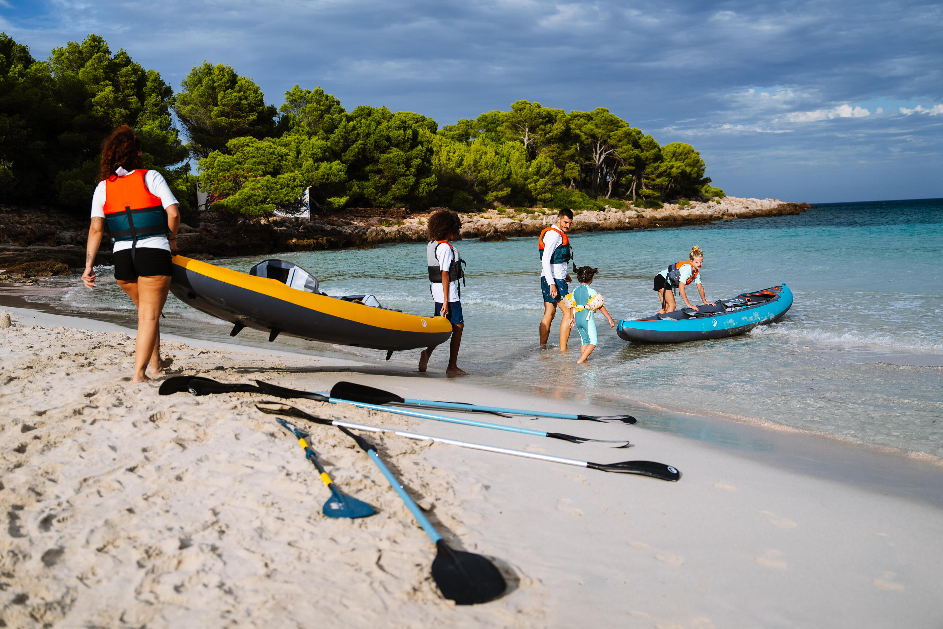 Pagaie de kayak en 4 parties 215 cm, 100 15/18
