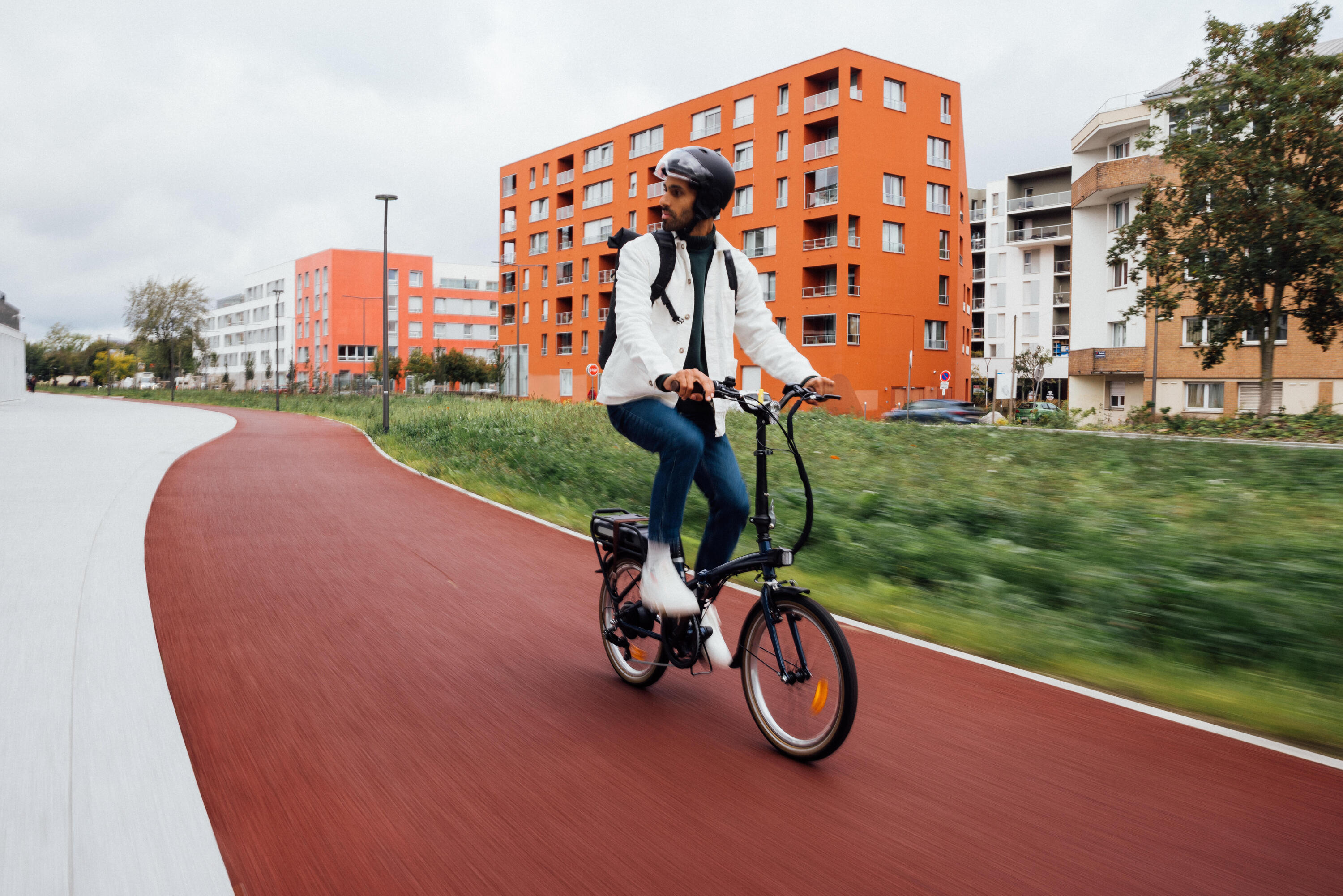 Vélo pliant électrique e fold 500 bleu 24/28