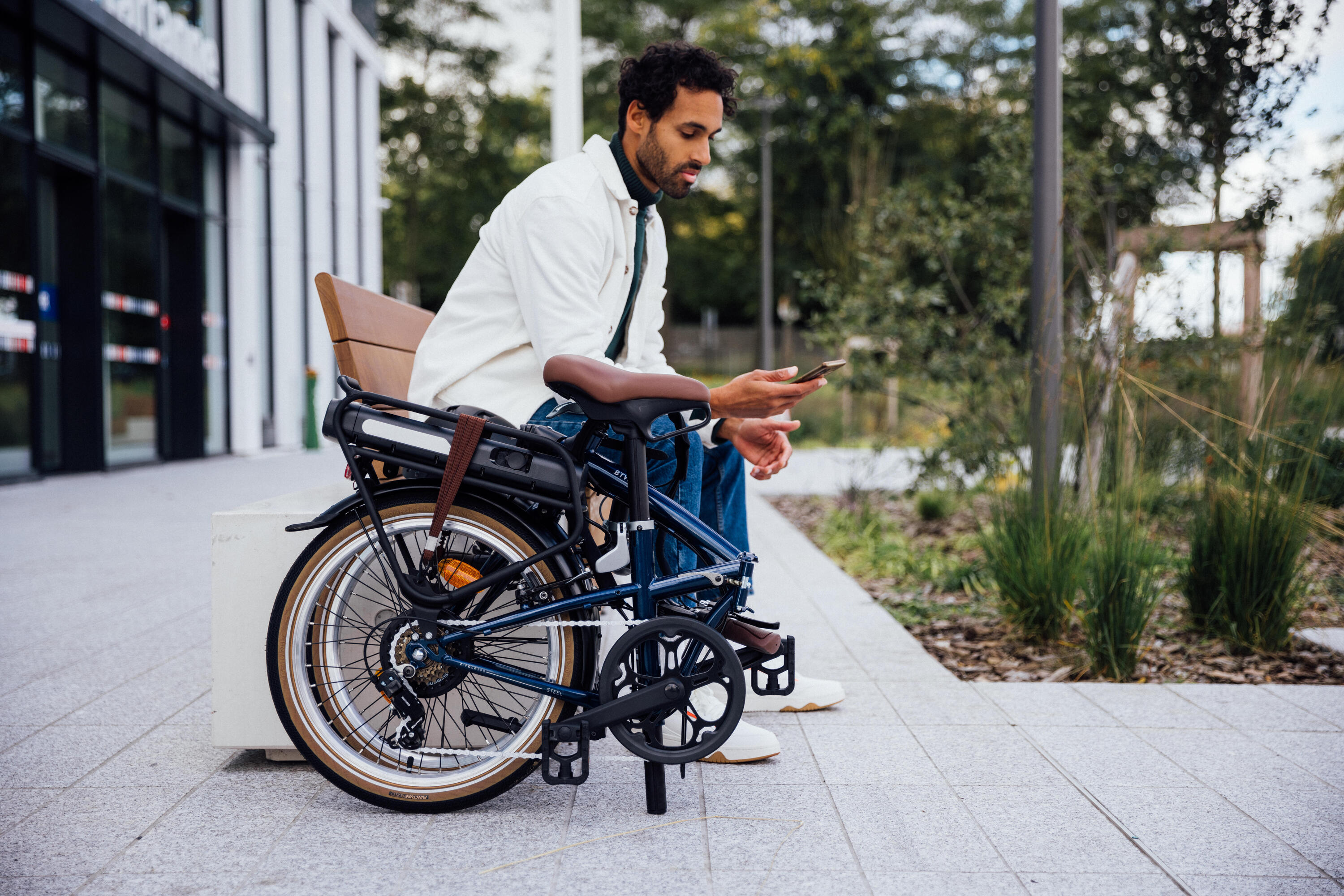 Vélo pliant électrique e fold 500 bleu 23/28