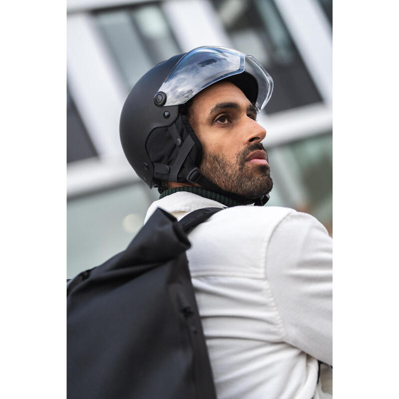 Casque vélo ville avec visière - cbh 580 noir