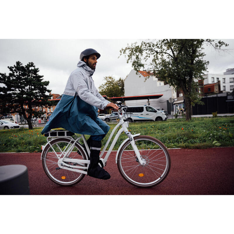 PONCHO PLUIE VISIBILITE NUIT VELO VILLE 540 BLEU GRIS