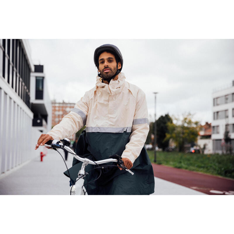 PONCHO PLUIE VISIBILITE NUIT VELO VILLE 540 KHAKI BEIGE