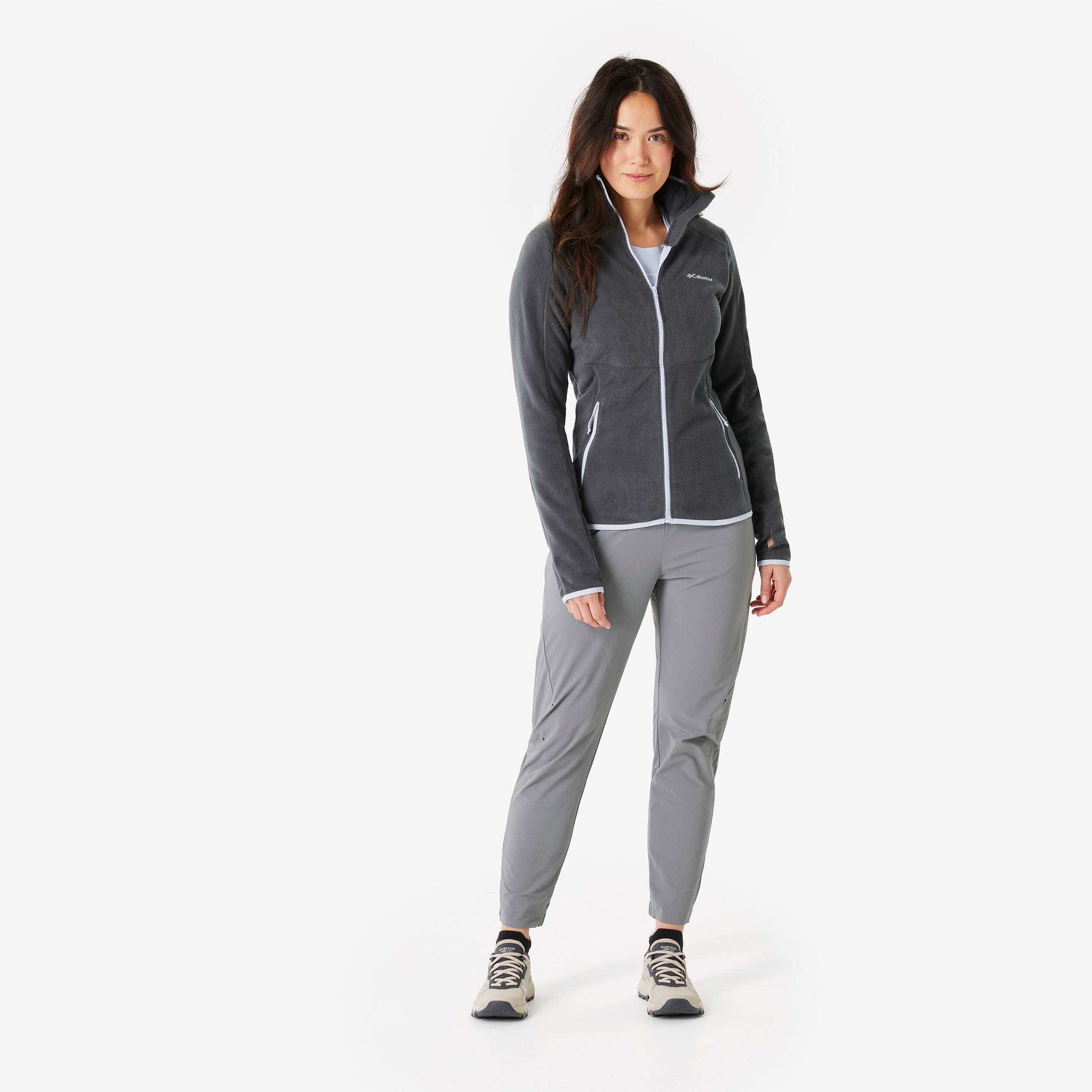 Veste Polaire de randonnée montagne Femme, Columbia Riverplace grise 2/5