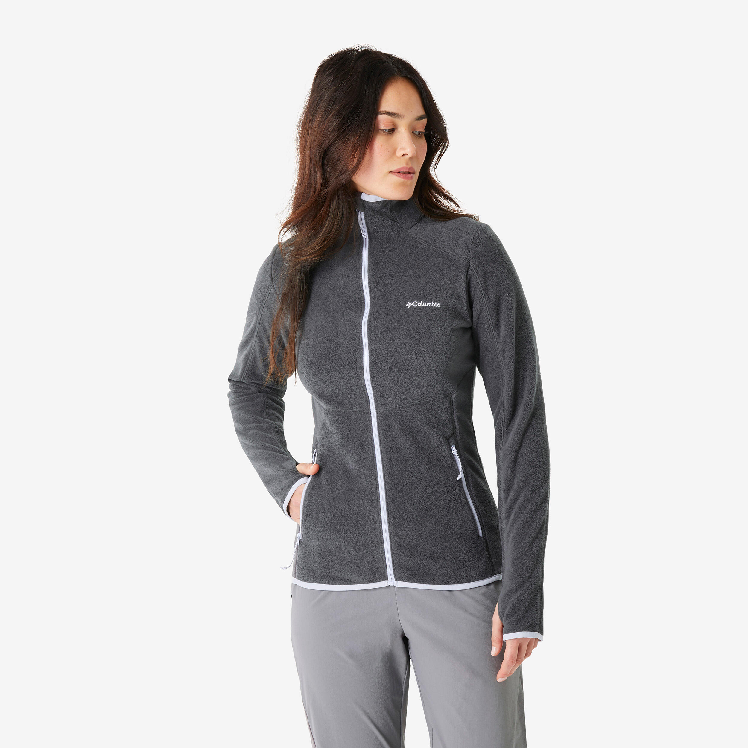 Veste Polaire de randonnée montagne Femme, Columbia Riverplace grise 4/5