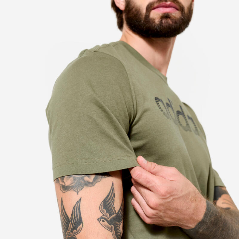 Fitness T-shirt voor heren olijfgroen