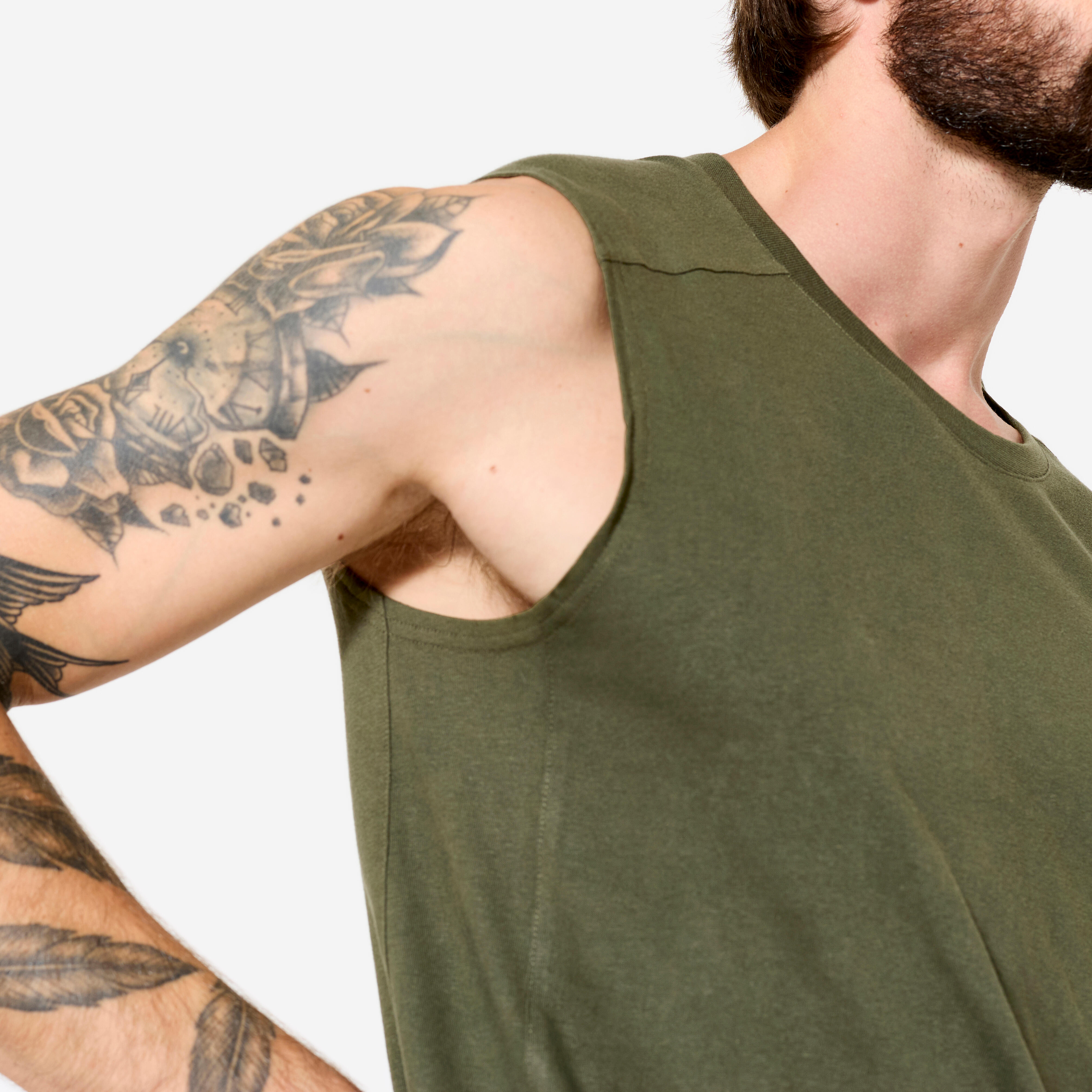 Men's Stretch Fitness Tank Top - Khaki Green
