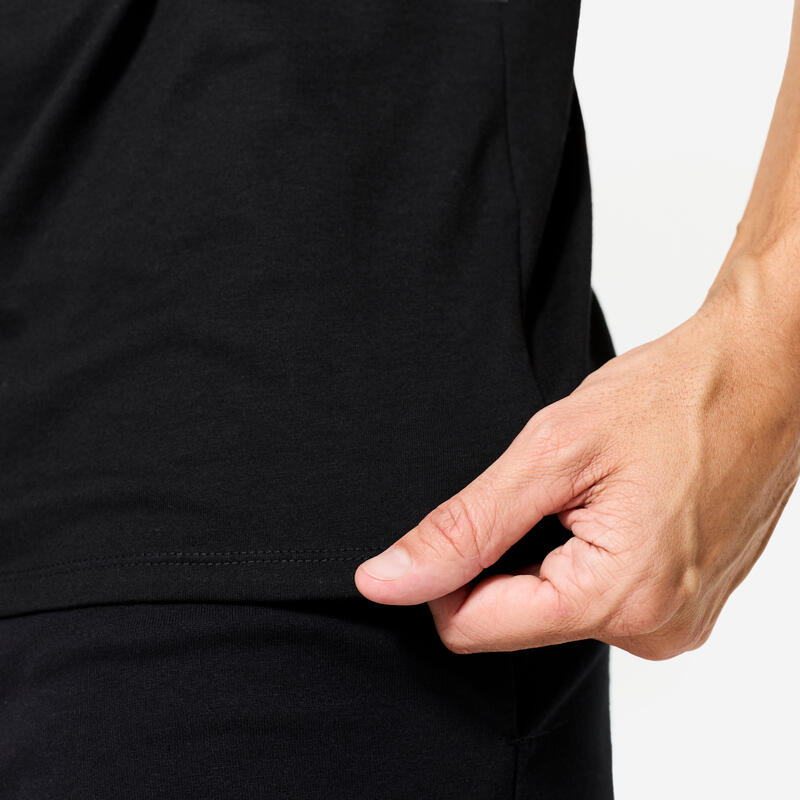 Tricou fitness bumbac 100 negru bărbați