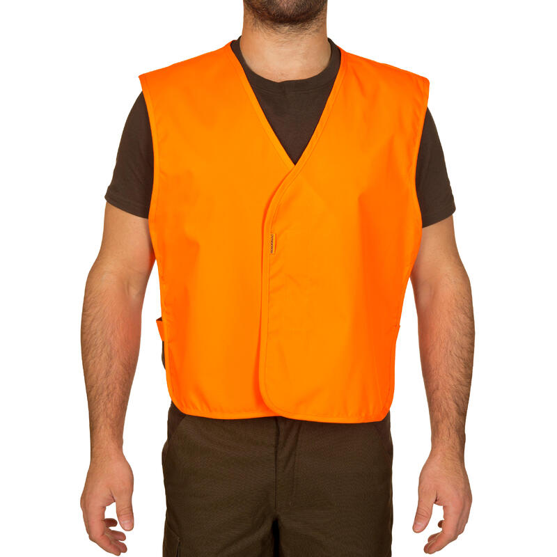 Peto Caza Solognac 100 Hombre Ajustable Naranja Fluo Alta Visibilidad