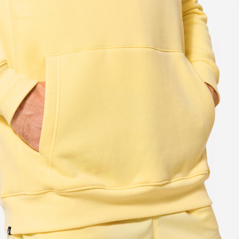 Sweat à capuche de fitness homme, jaune