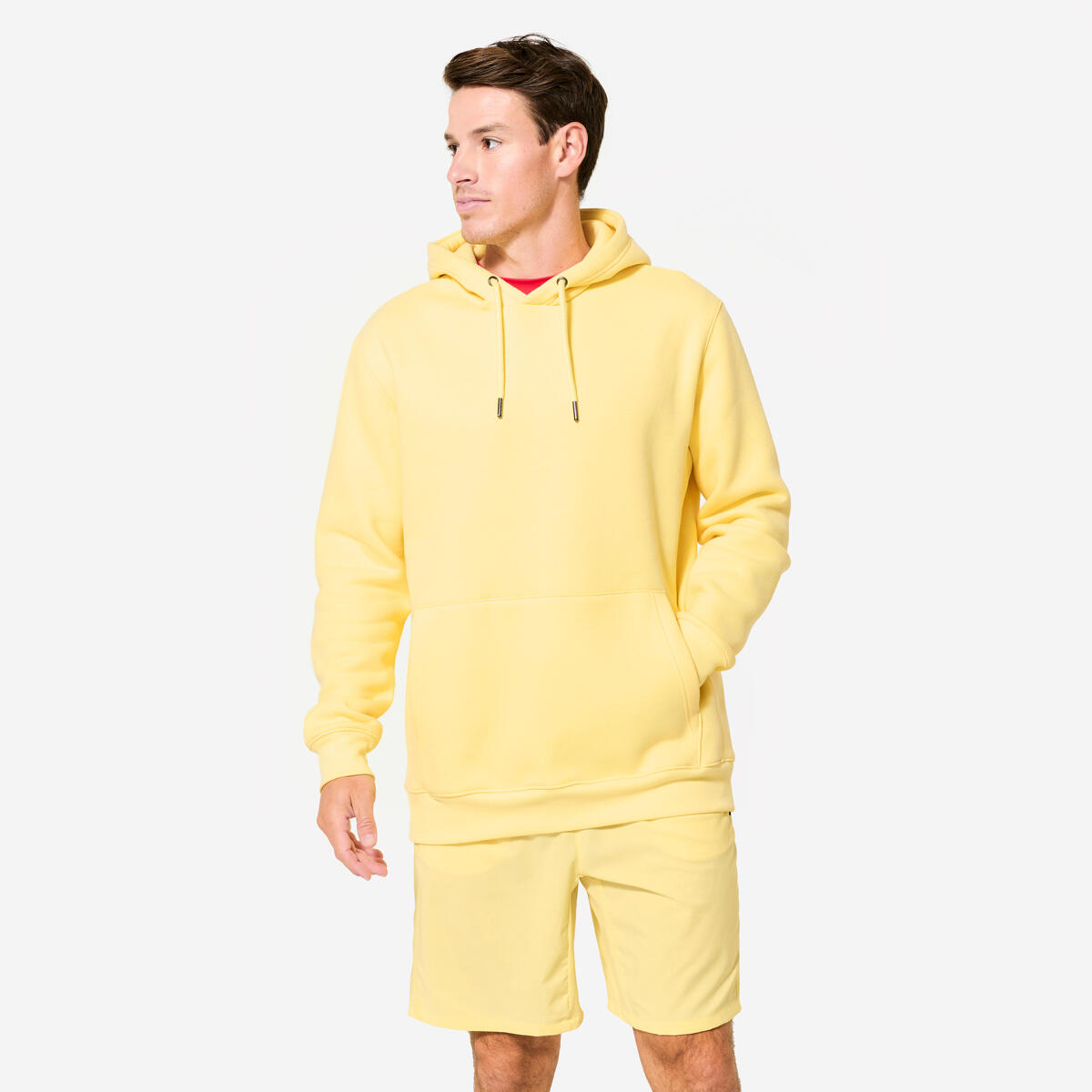 Sweat à capuche de fitness homme, jaune