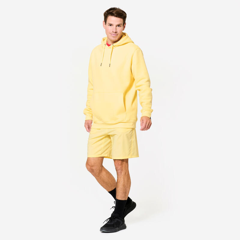 Sweat à capuche de fitness homme, jaune