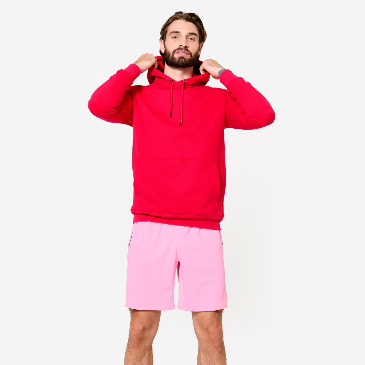 Sweat à capuche de fitness homme, rouge