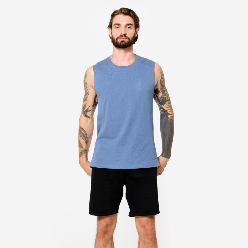 Débardeur de fitness extensible homme, bleu comète