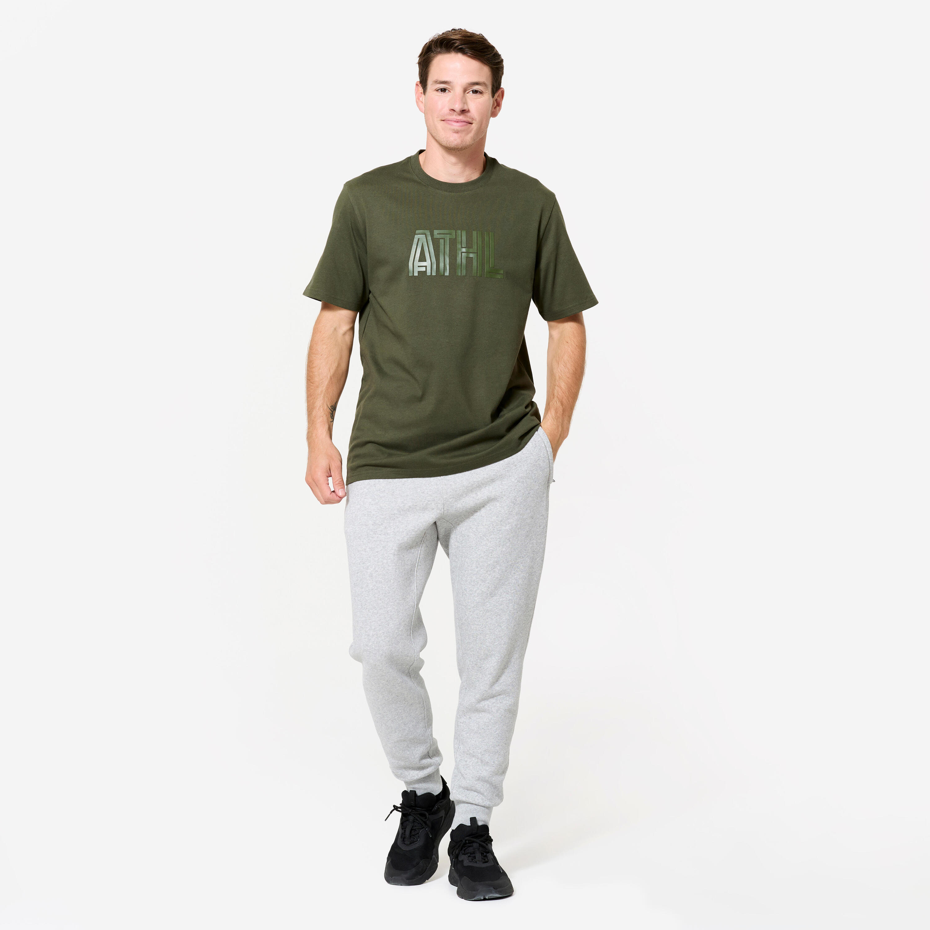 Pantaloni tuta uomo slim fit felpati grigi 2/9