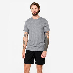 Camiseta manga corta Fitness 94% poliéster Hombre gris suave