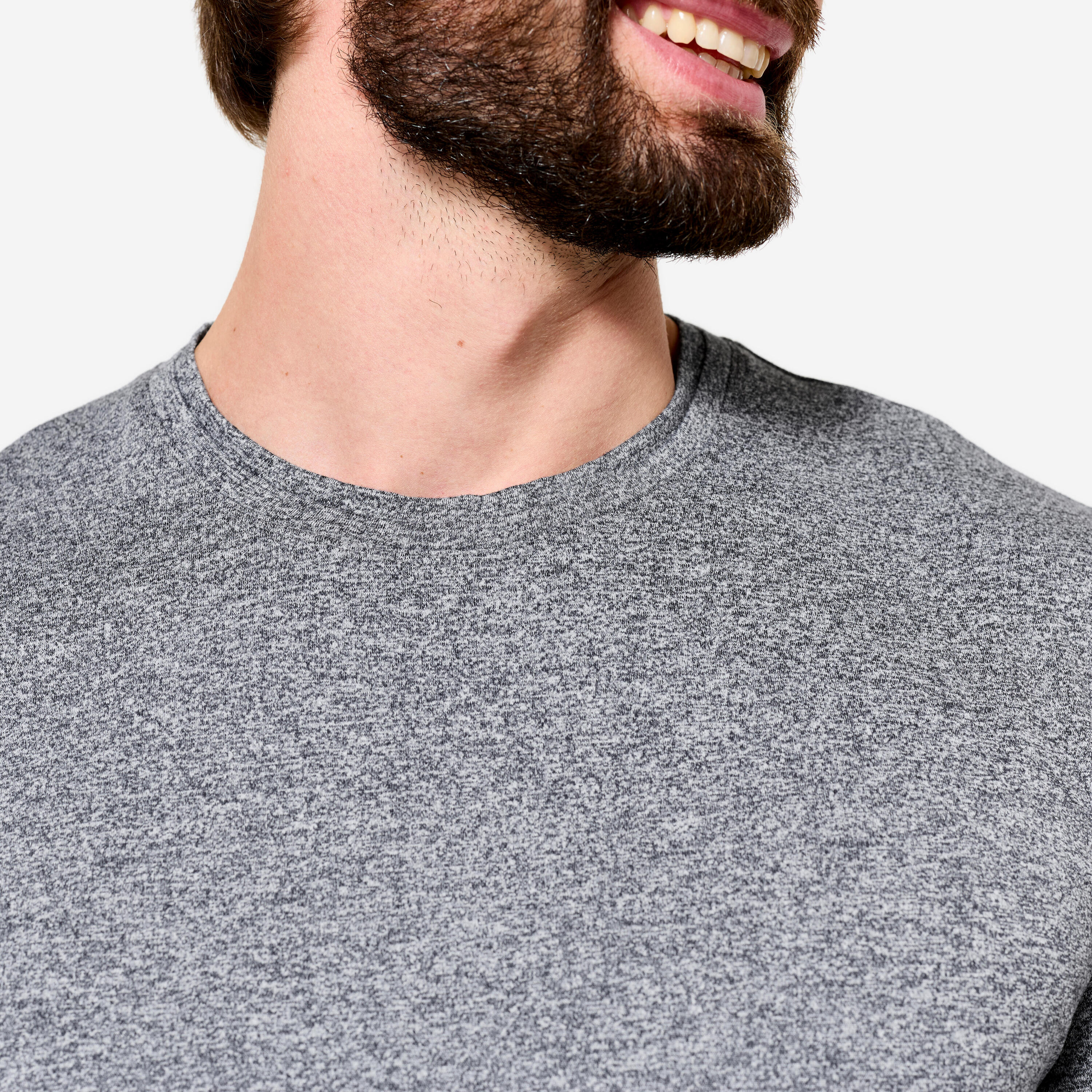 Camiseta manga corta Fitness 94% poliéster Hombre gris suave 3/6