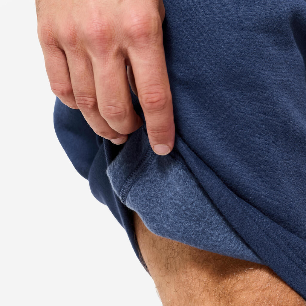 Men's Fleece Fitness Shorts with Pockets - Navy Blue
