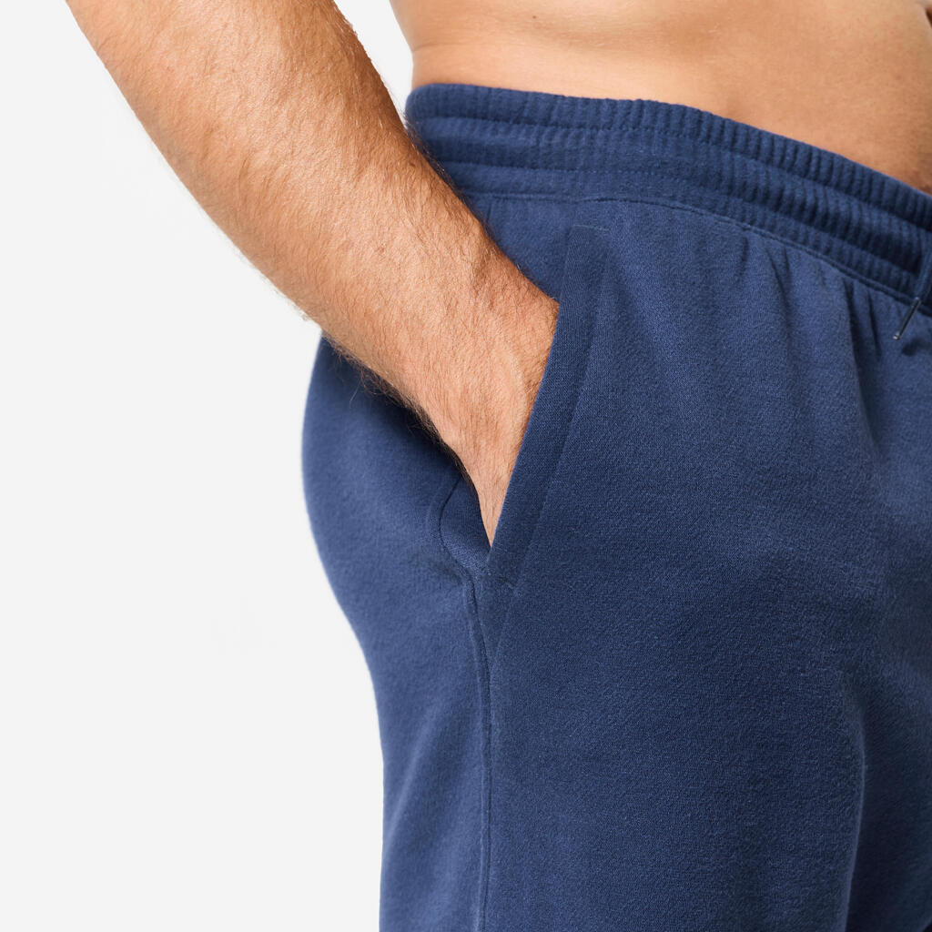Men's Fleece Fitness Shorts with Pockets - Navy Blue