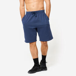 Short de fitness en molleton avec poches homme, bleu marine