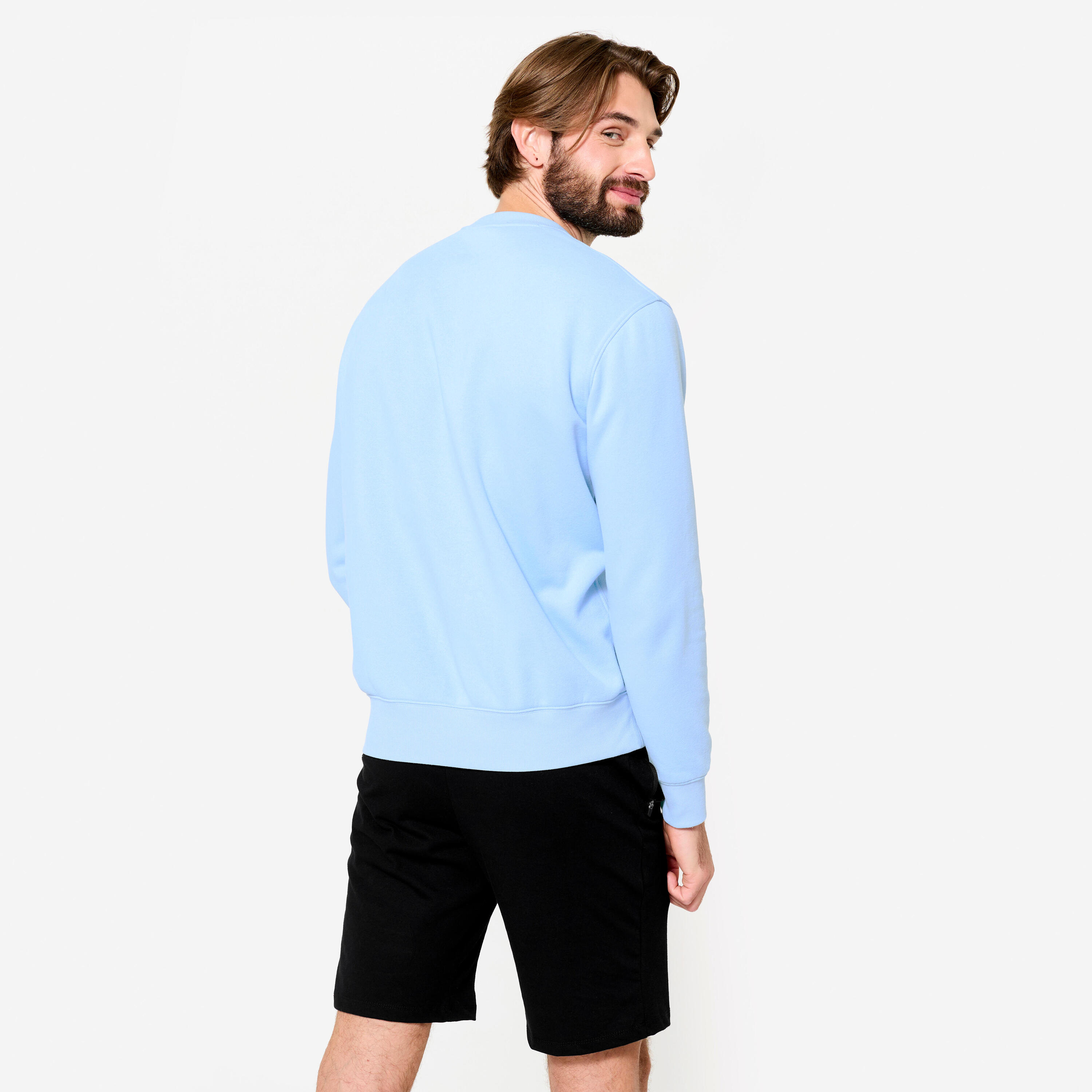 Sudadera de fitness cálida afelpada azul cielo para hombre 4/7