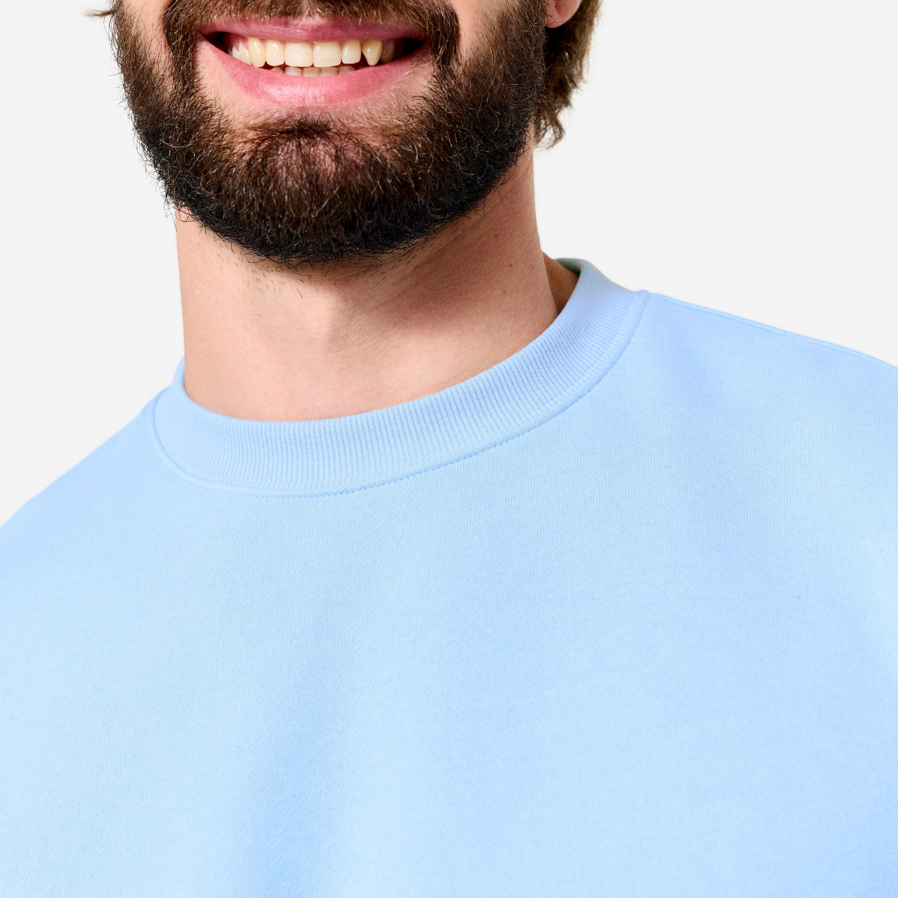 Sudadera de fitness cálida afelpada azul cielo para hombre 3/7