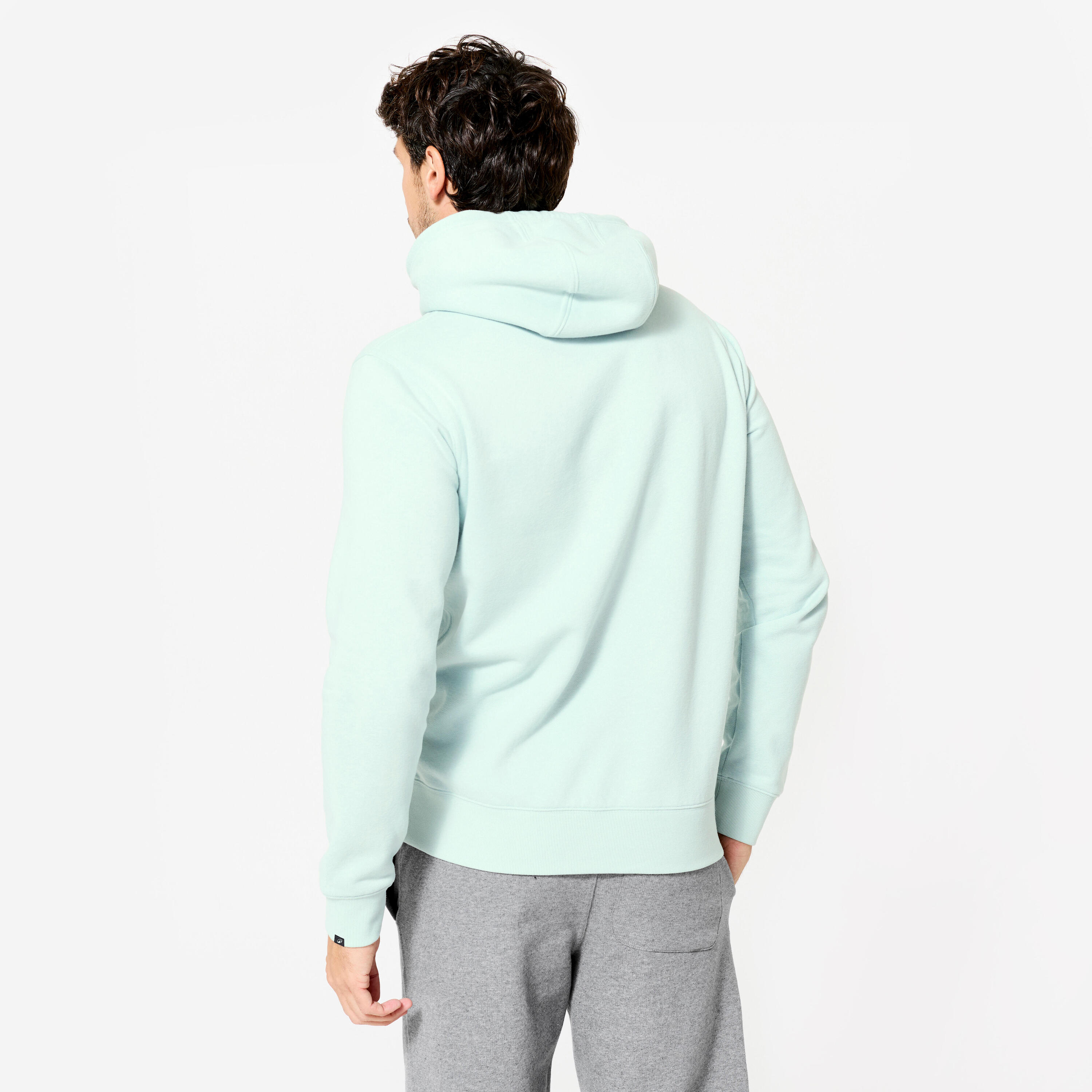 Sudadera de fitness cálida de muletón verde azulado para hombre 4/8