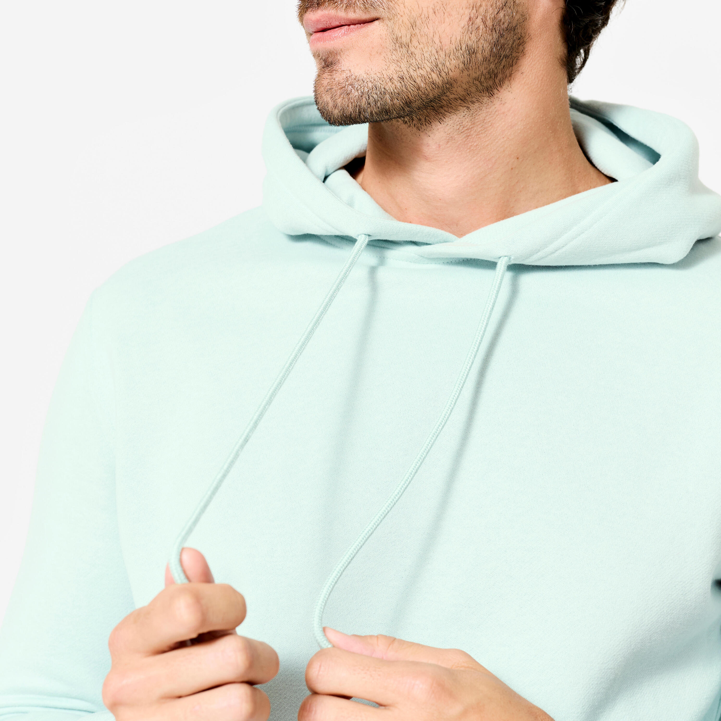 Sudadera de fitness cálida de muletón verde azulado para hombre 5/8