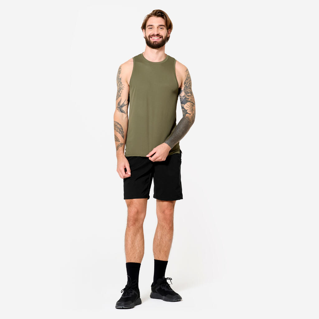 Débardeur de fitness respirant homme, vert kaki