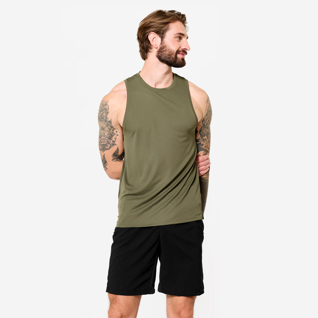 Débardeur de fitness respirant homme, vert kaki