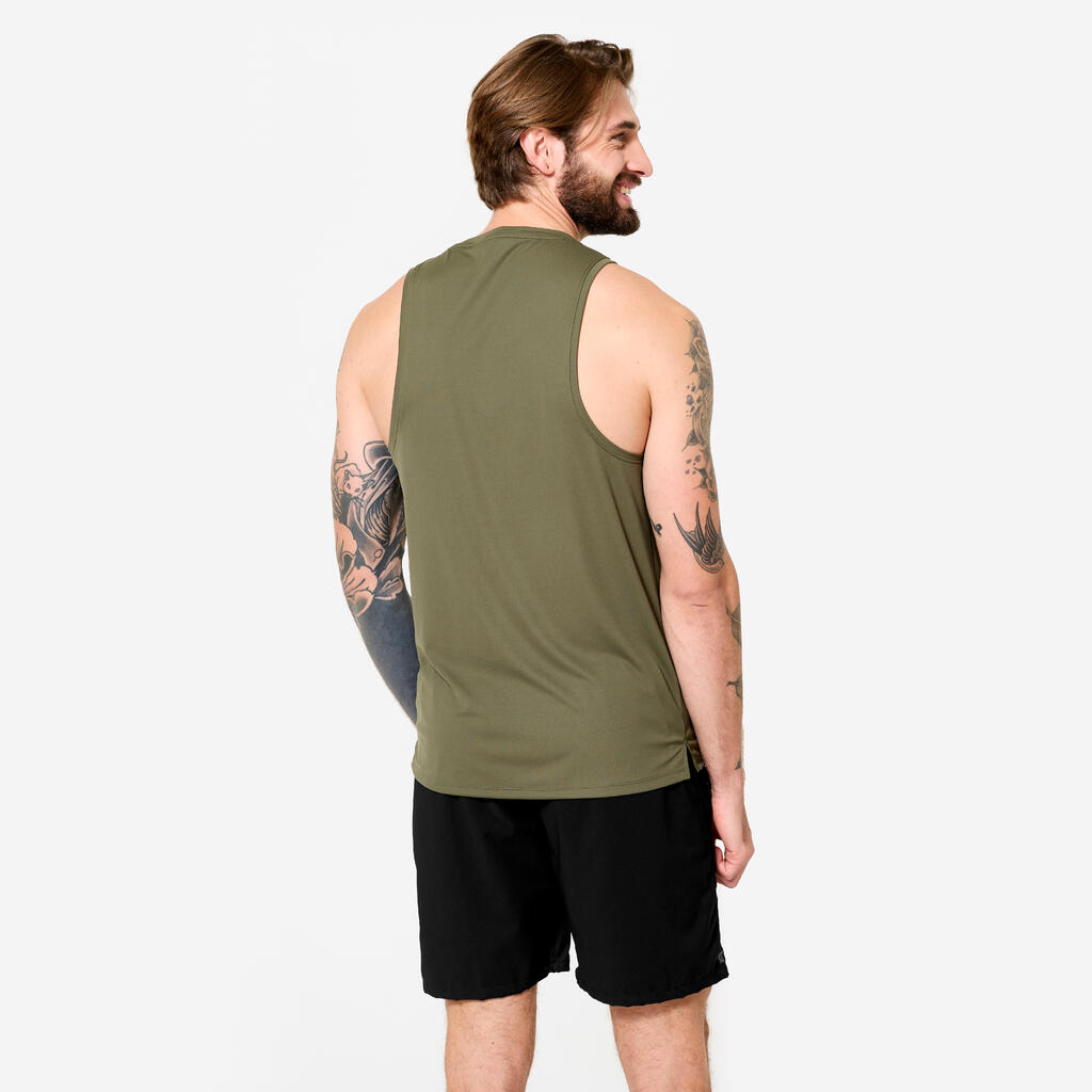 Débardeur de fitness respirant homme, vert kaki