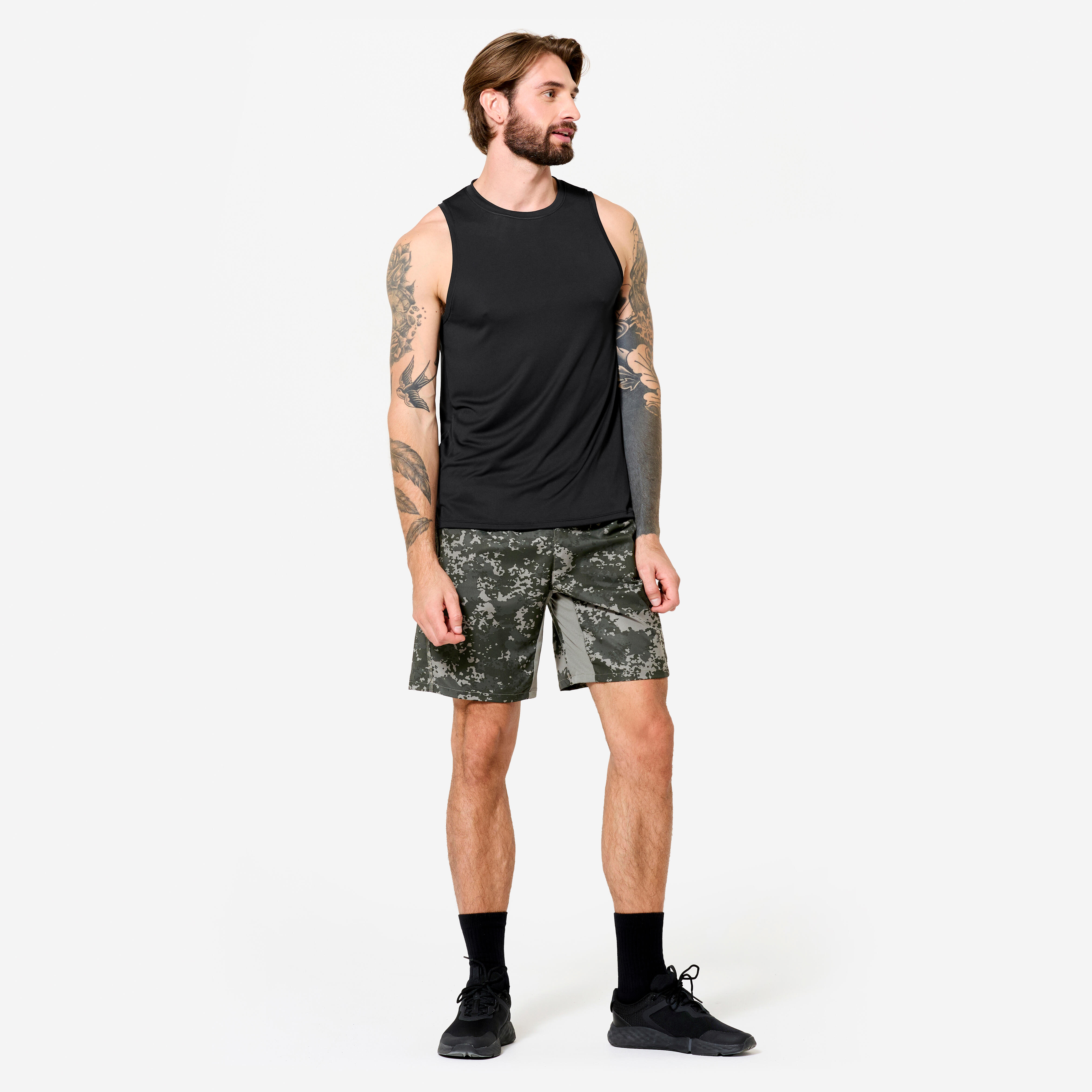 Stretchy Gym Men's Tank Top- Smoked Blue