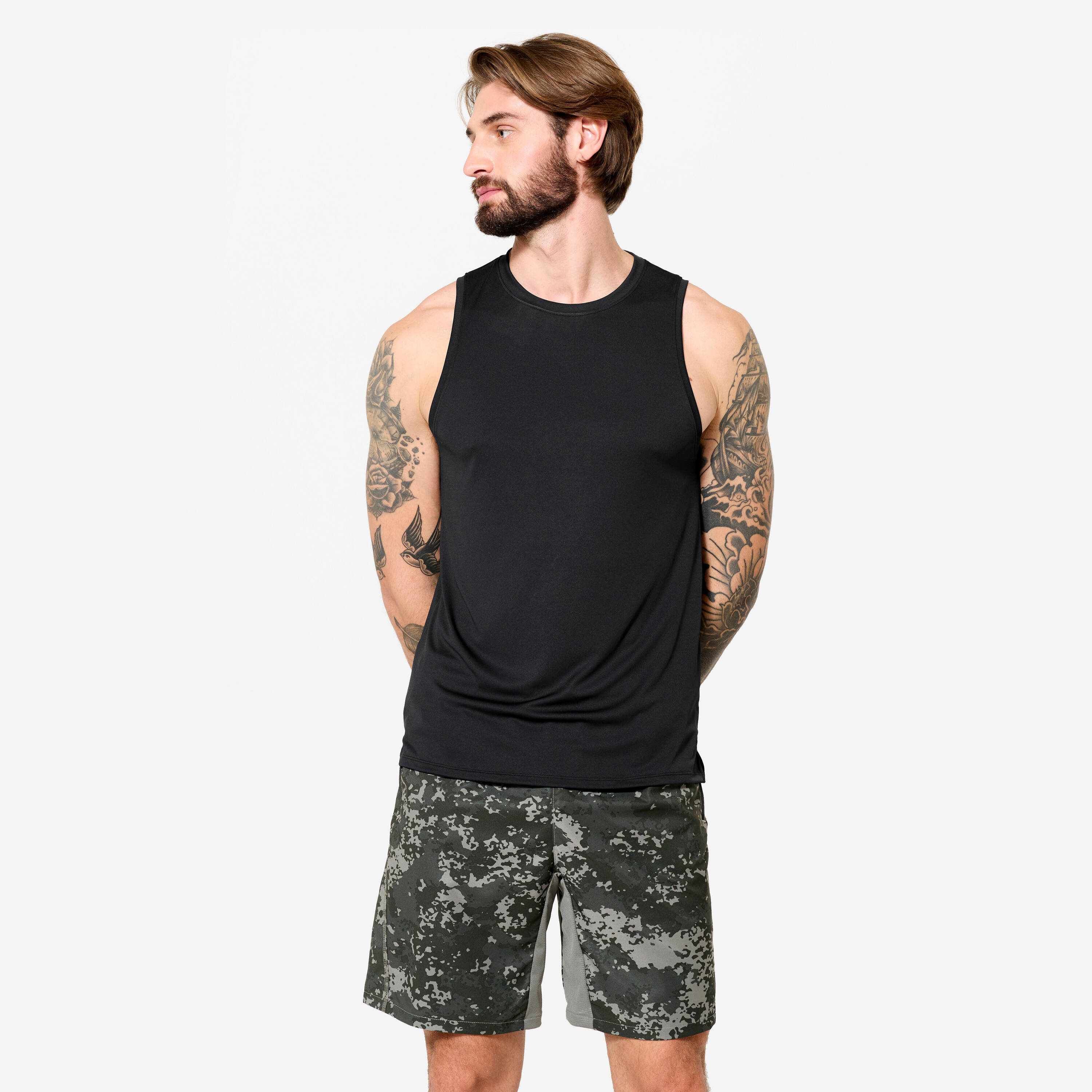 Stretchy Gym Men's Tank Top- Smoked Blue -  1