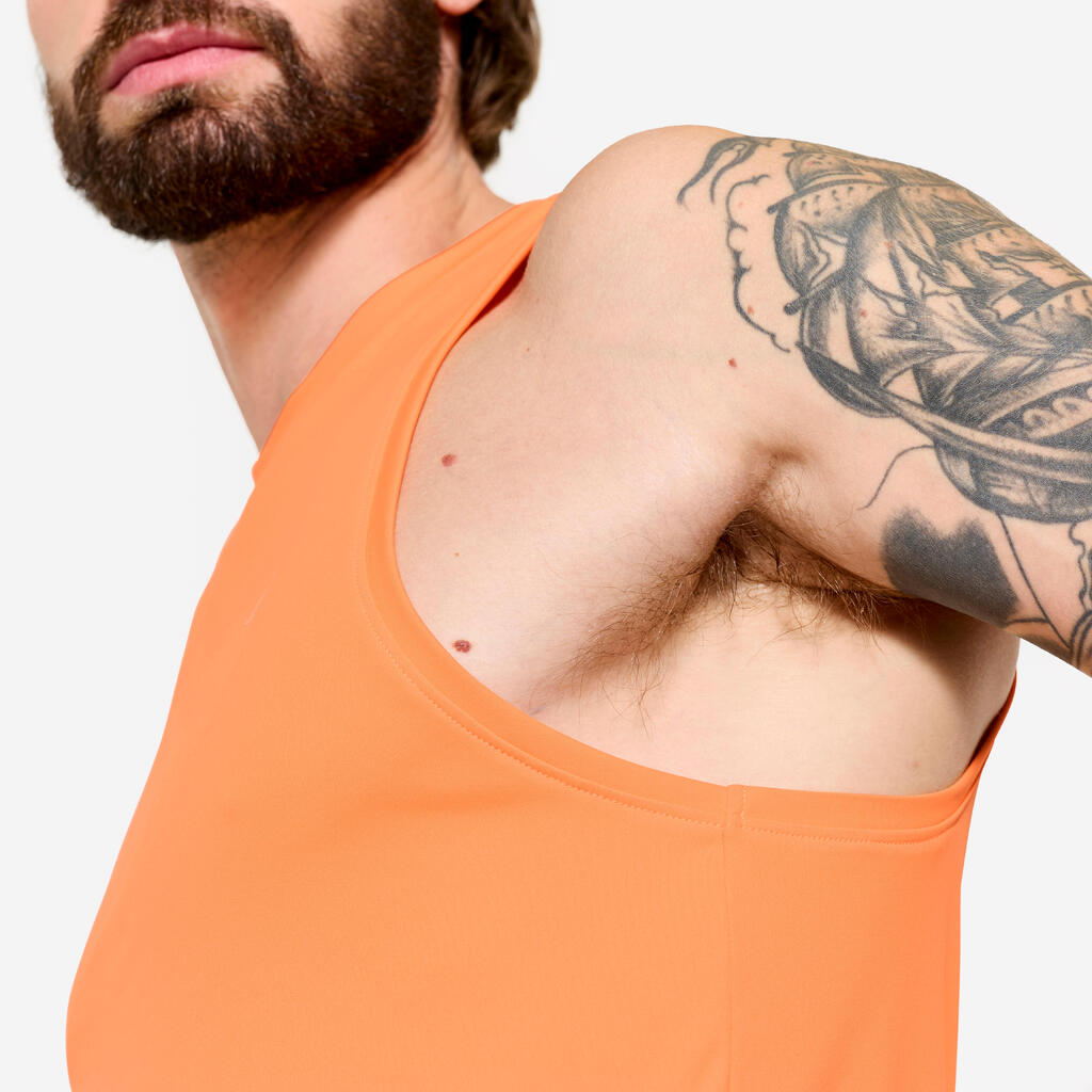 Majica bez rukava za fitness prozračna muška narančasta