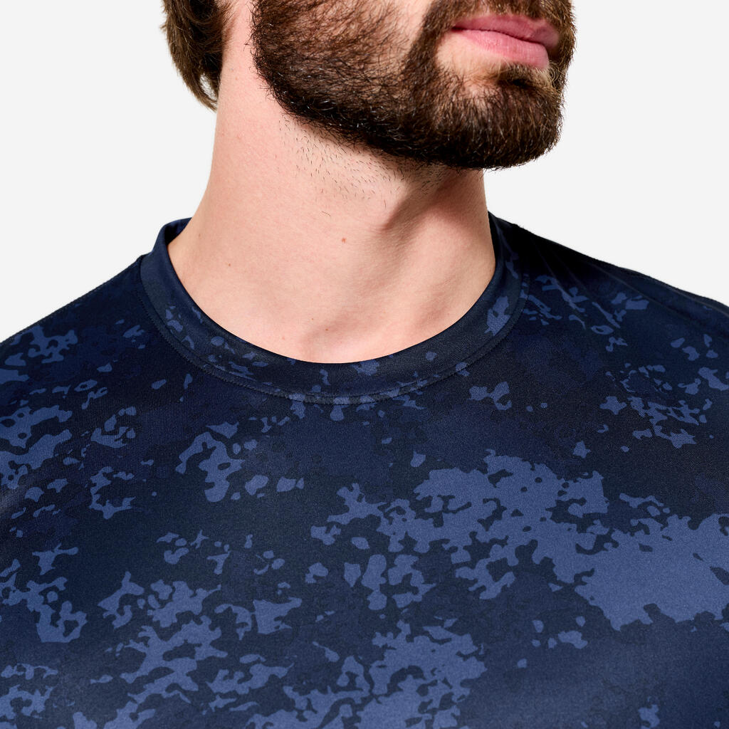 T-shirt de fitness manches courtes respirant col rond homme, violet