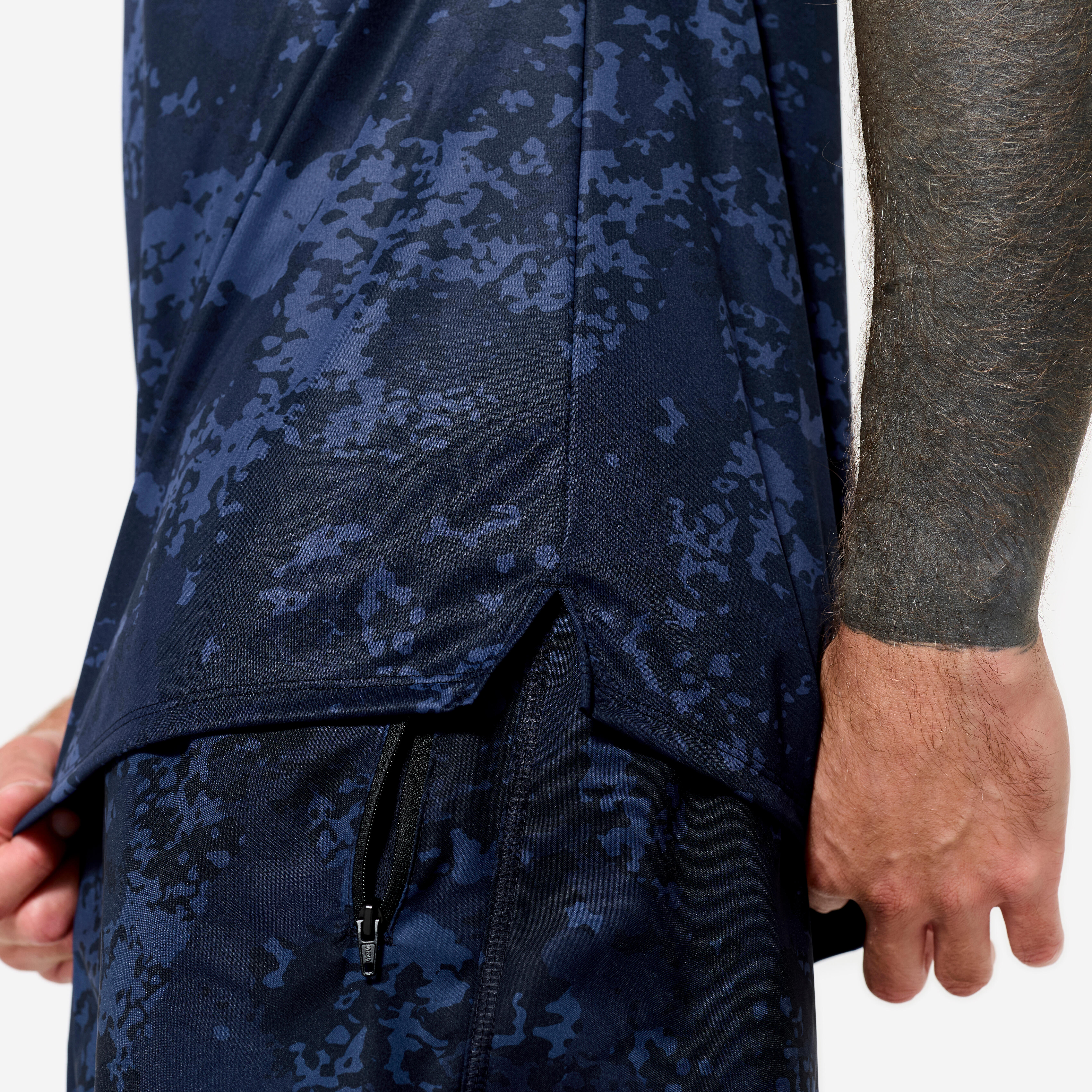 Short-Sleeved Crew Neck Breathable Men's Gym Fitness T- Shirt- Navy Blue