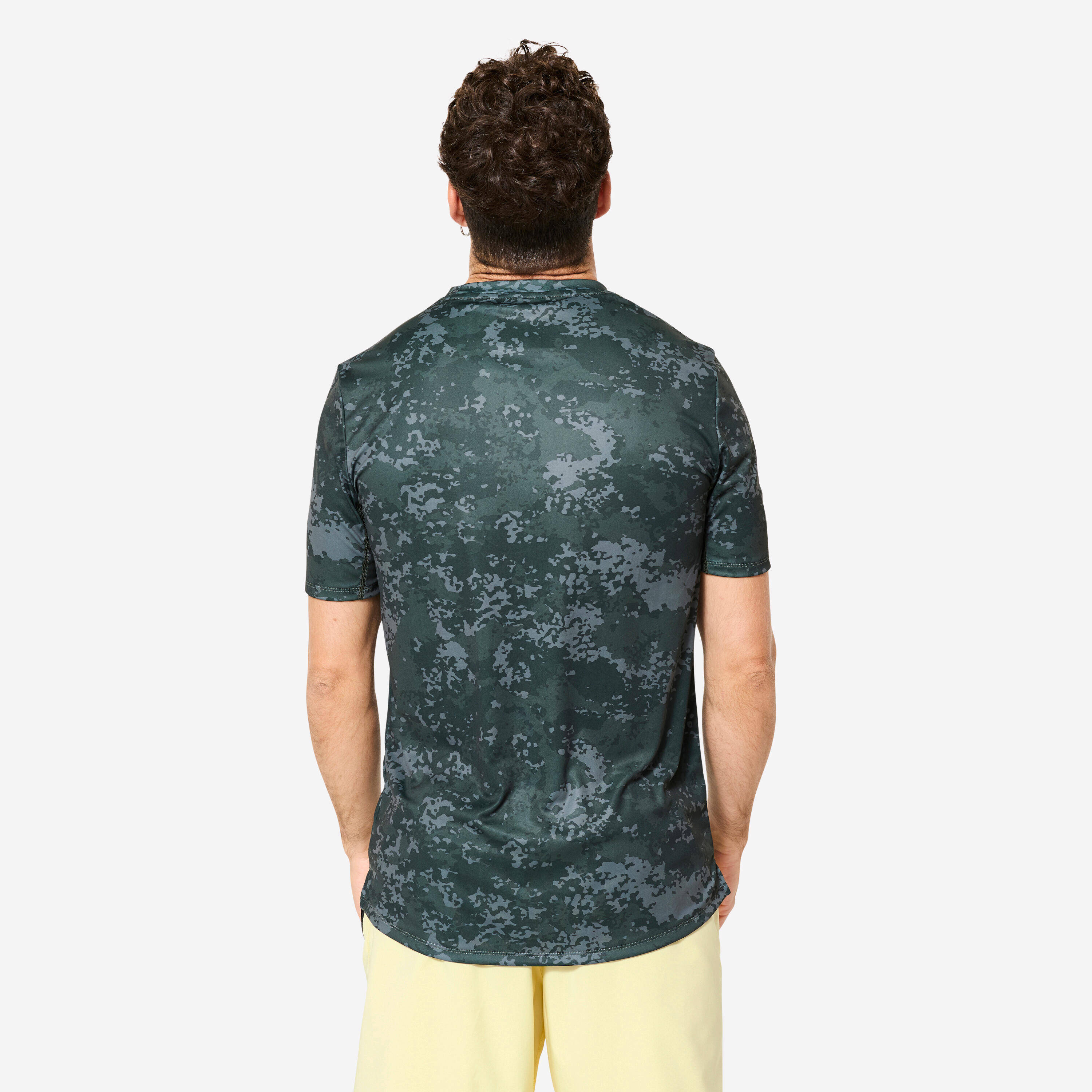 Crew Neck Short-Sleeved Breathable Men's Gym T-Shirt 120- Khaki -  5