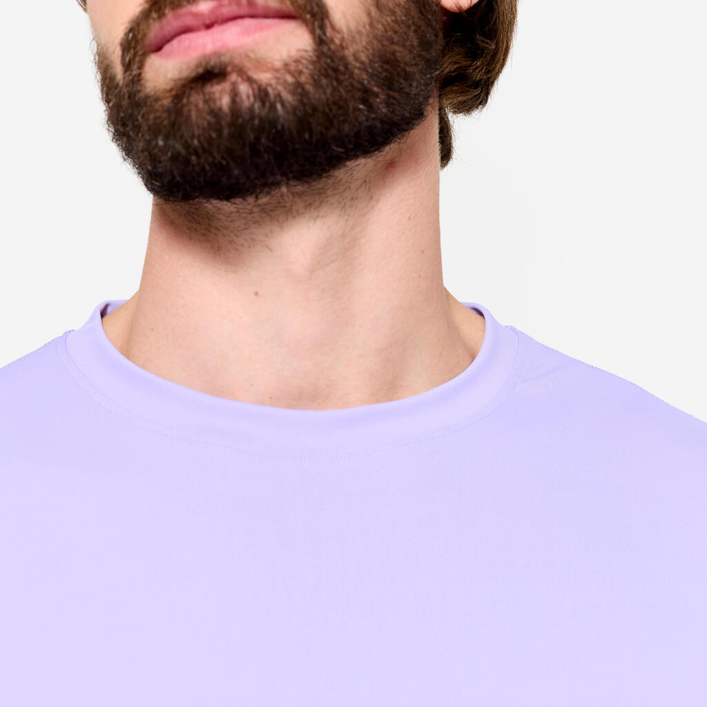 T-shirt de fitness manches courtes respirant col rond homme, violet