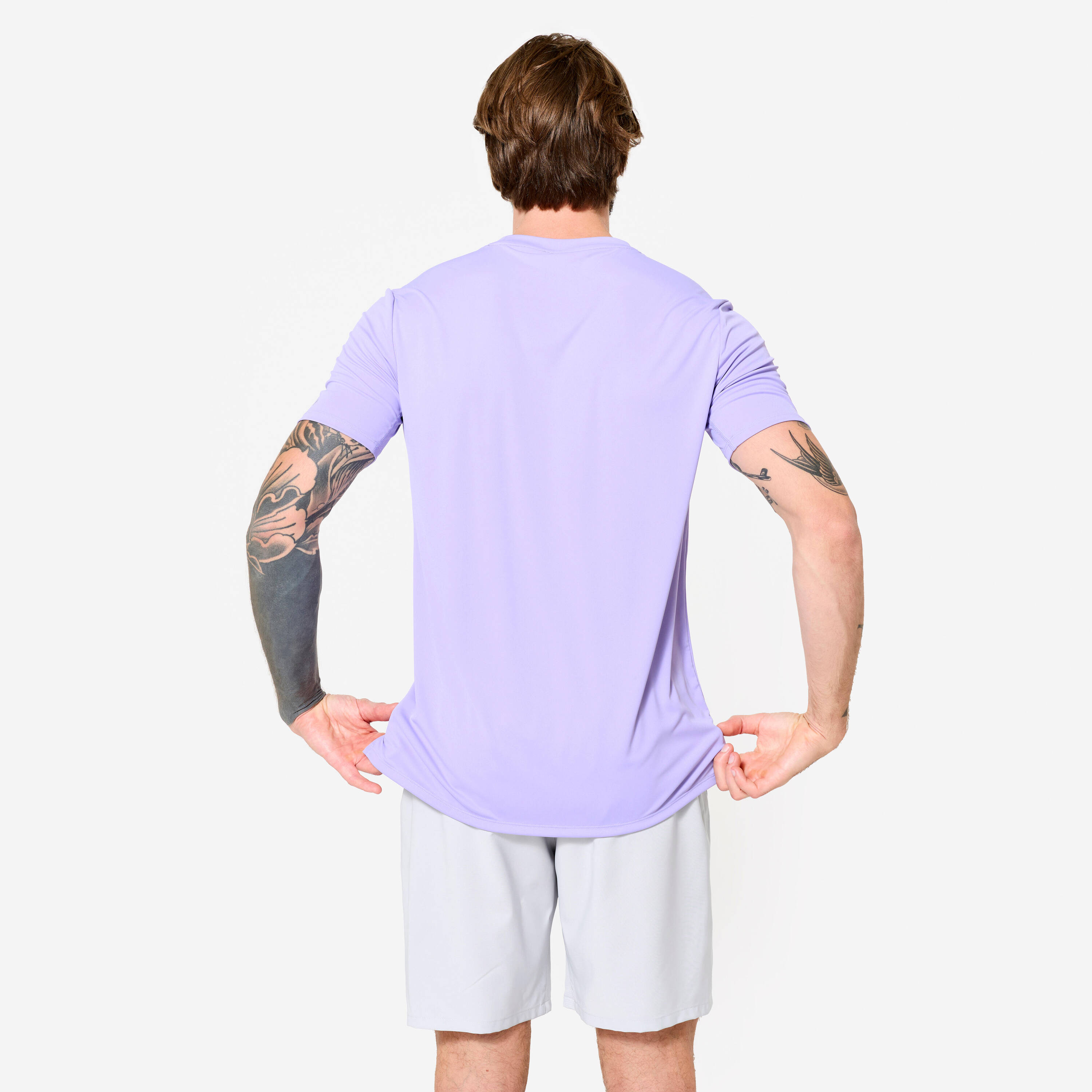Crew Neck Short-Sleeved Breathable Men's Gym T-Shirt 120- Lavender Purple -  5