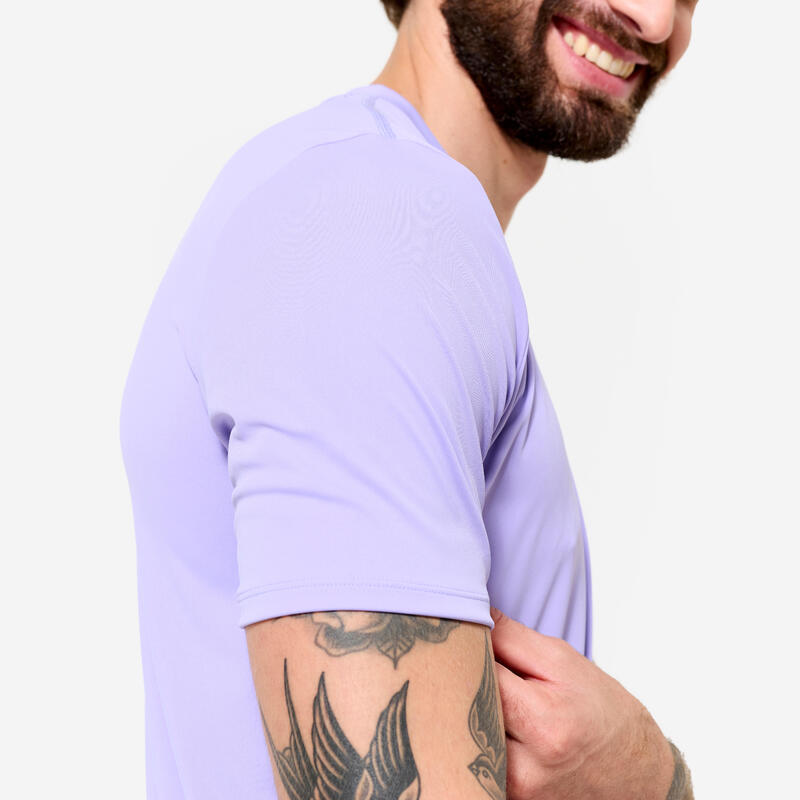 T-shirt de fitness manches courtes respirant col rond homme, violet