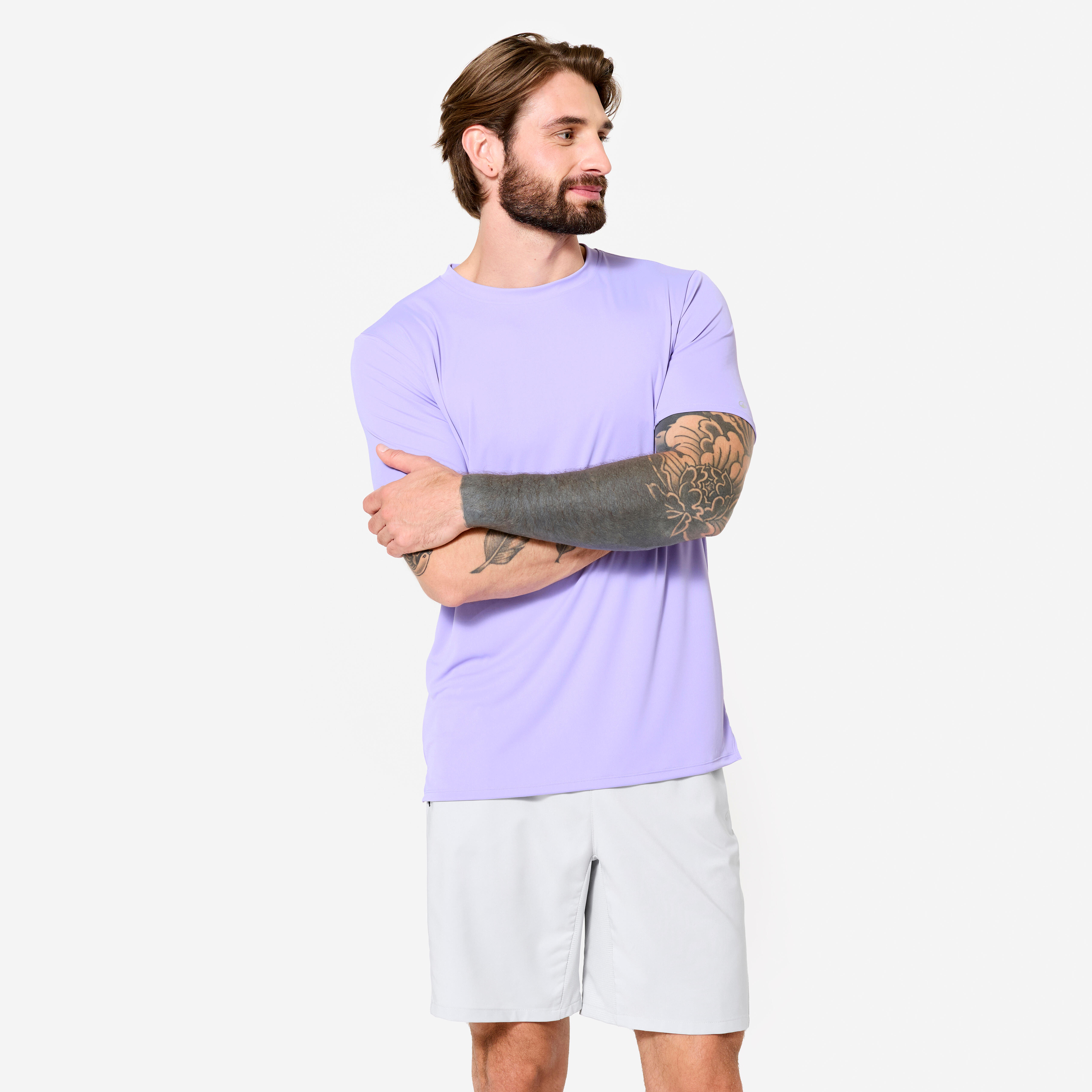 domyos Crew Neck Short-Sleeved Breathable Men's Gym T-Shirt 120- Lavender Purple-picture-24