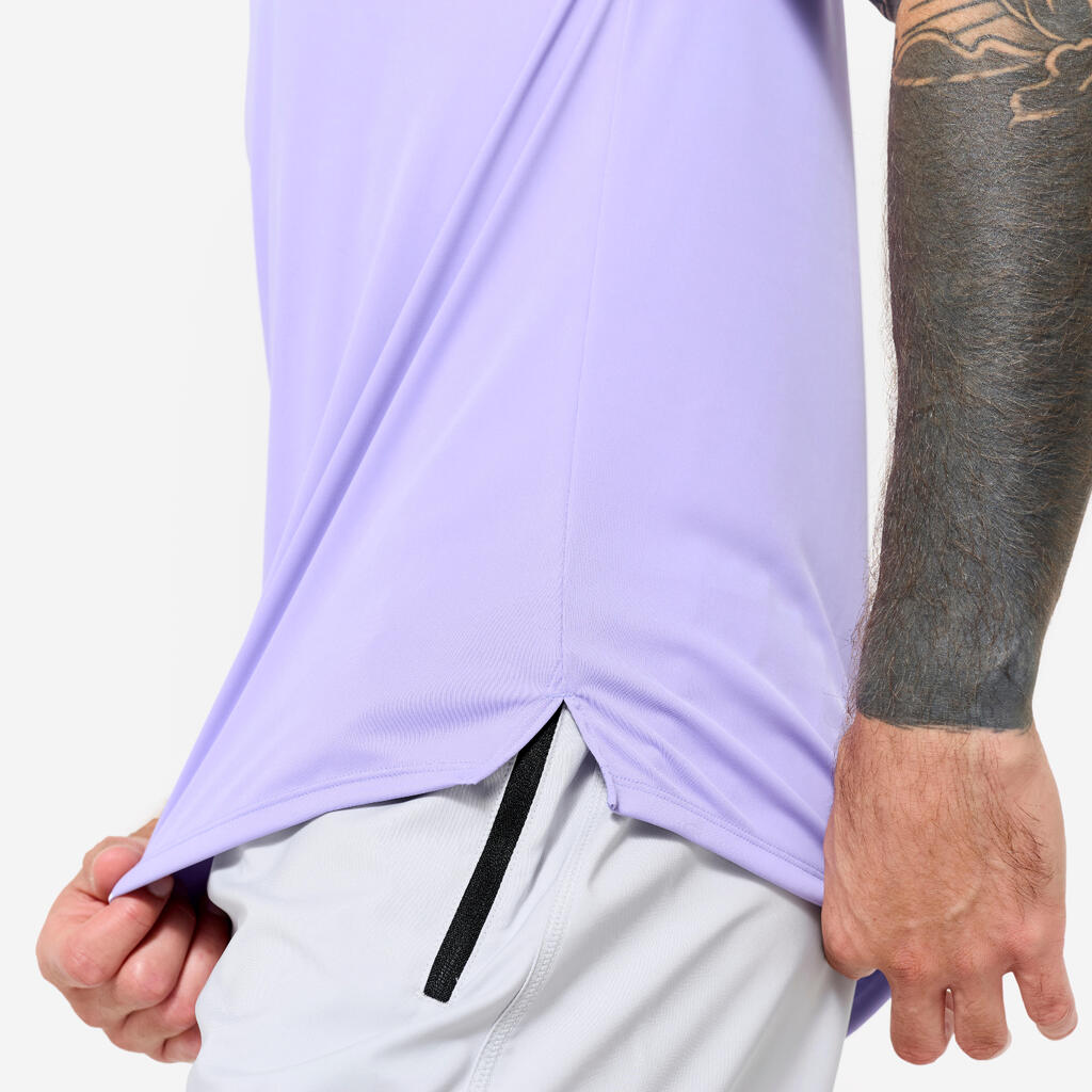 T-shirt de fitness manches courtes respirant col rond homme, violet