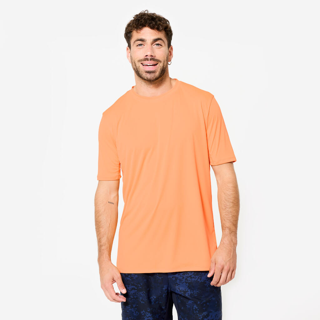 Ανδρικό διαπνέον κοντομάνικο αθλητικό t-shirt με στρογγυλή λαιμόκοψη - Πορτοκαλί