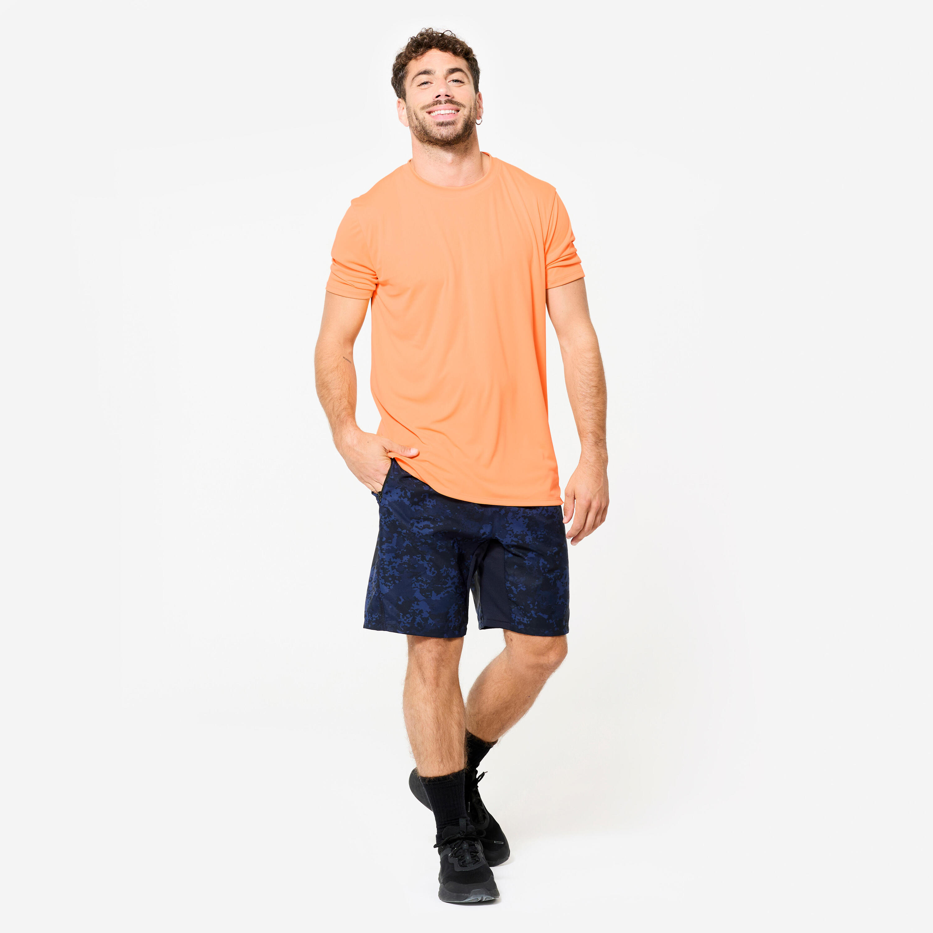 Men's Short-Sleeved Crew Neck Breathable Fitness T-Shirt - Orange 2/6