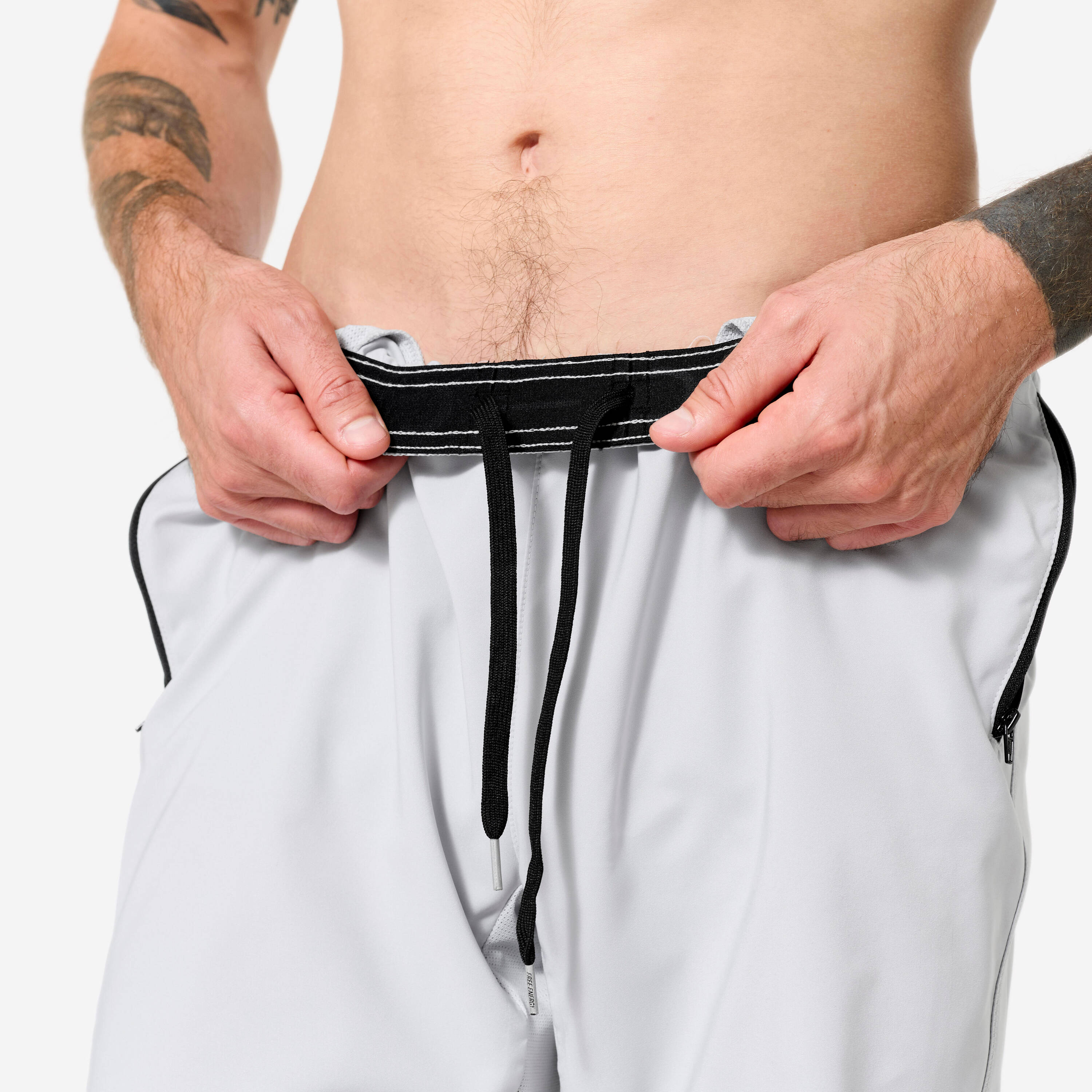 Men's Breathable Fitness Shorts with Zipped Pockets - Pearl Grey -  4